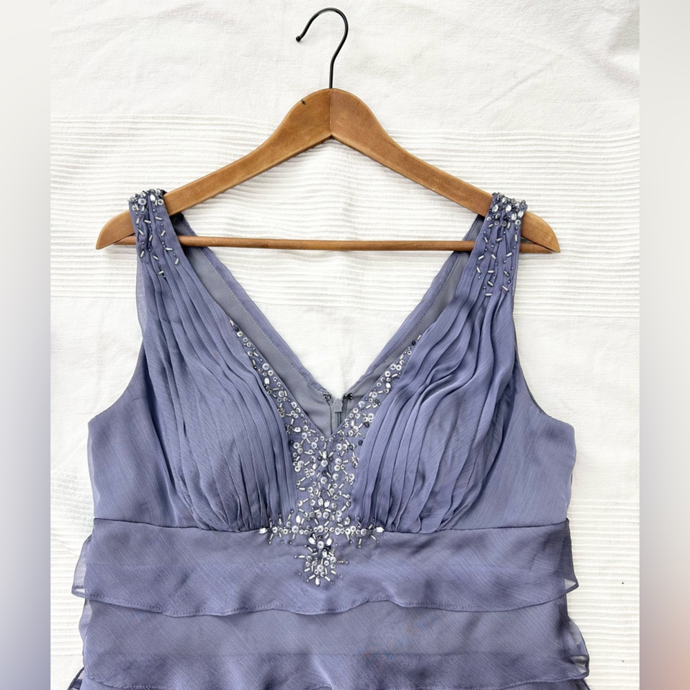Beaded Tiered Lavender Maxi Dress with V-Neck - Picture 8 of 16